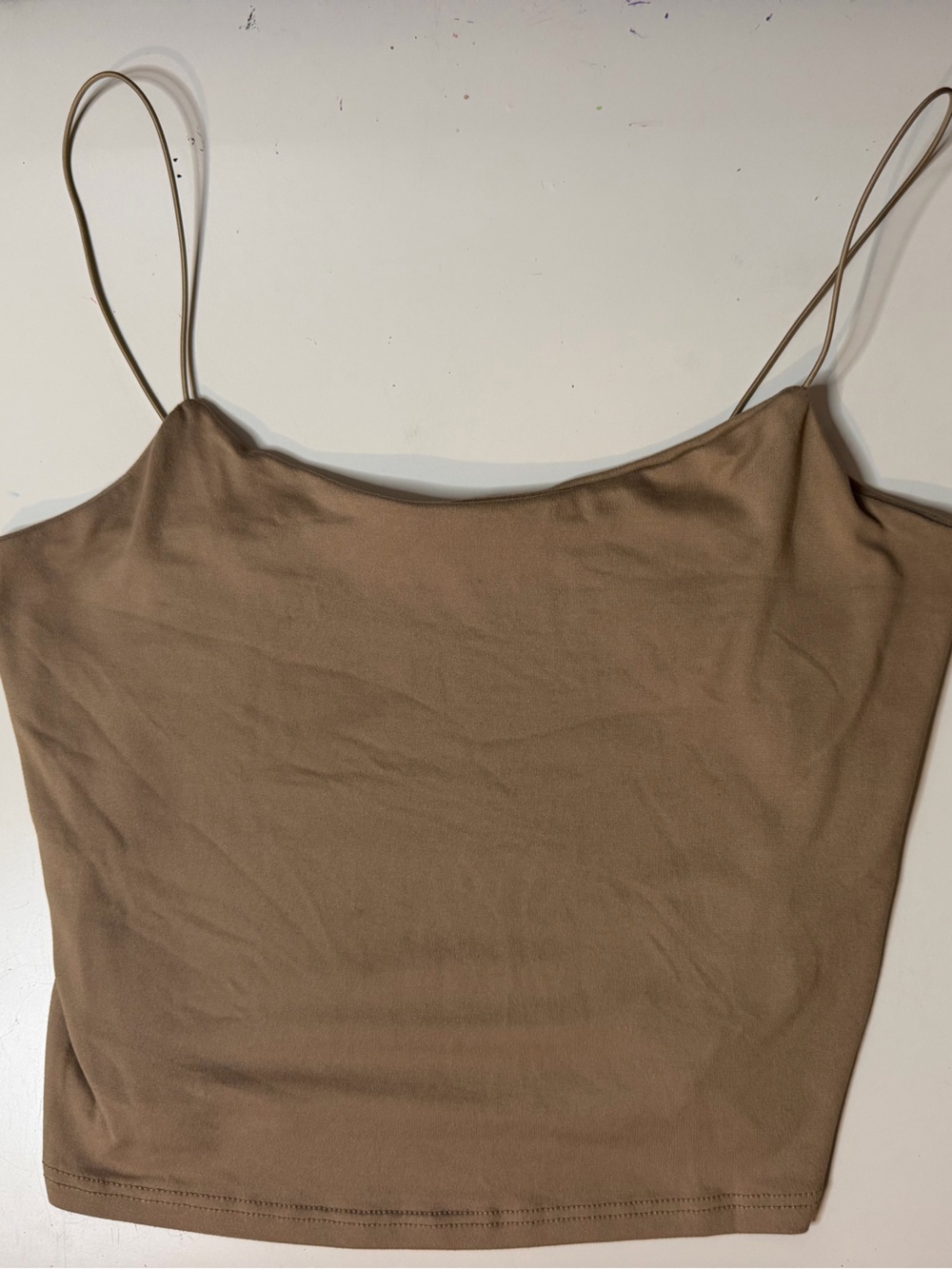 Women's Tan Spaghetti-Strap Crop Top